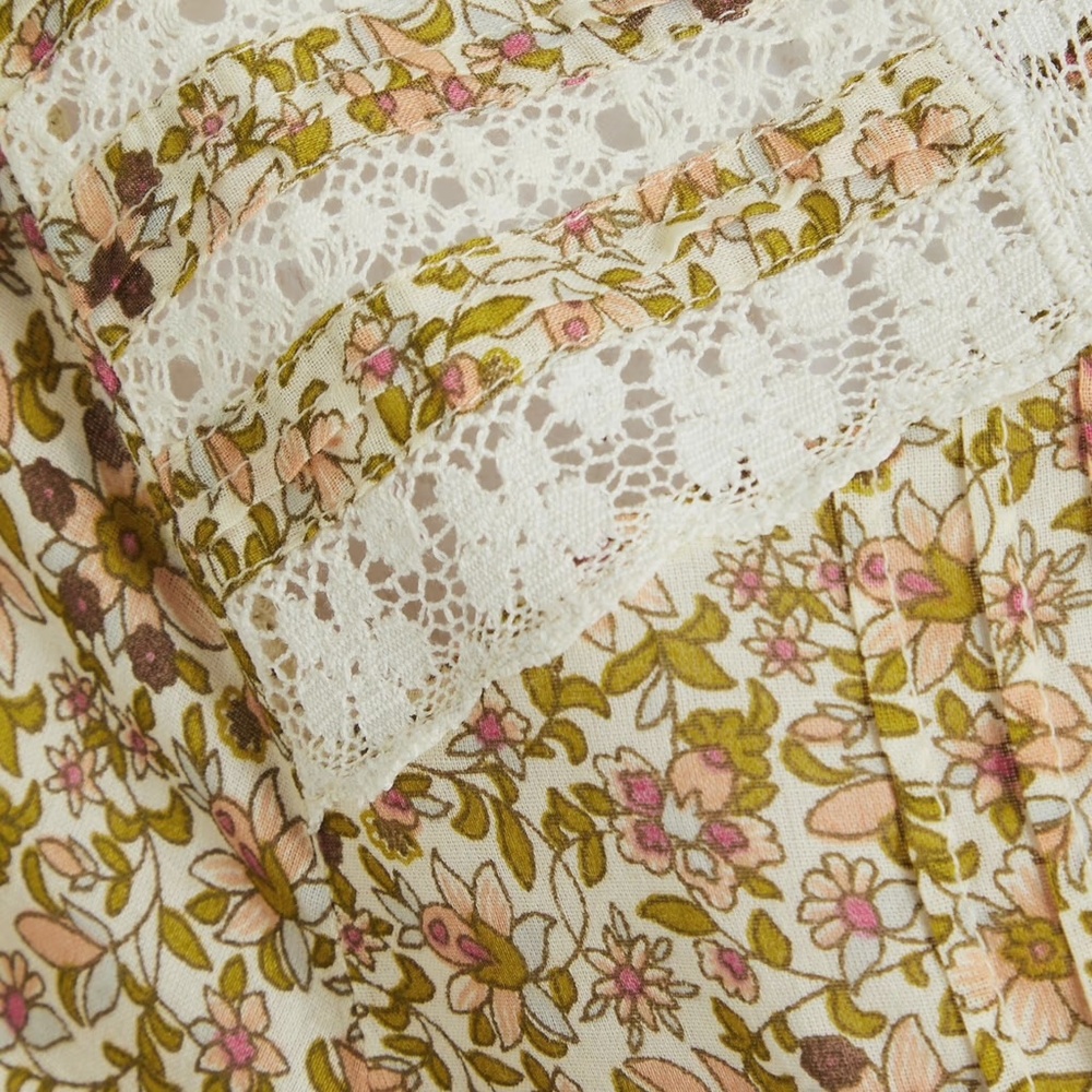 Veronica Beard Lyanna lace-trimmed floral-print cotton shirt NWT - Picture 5 of 10